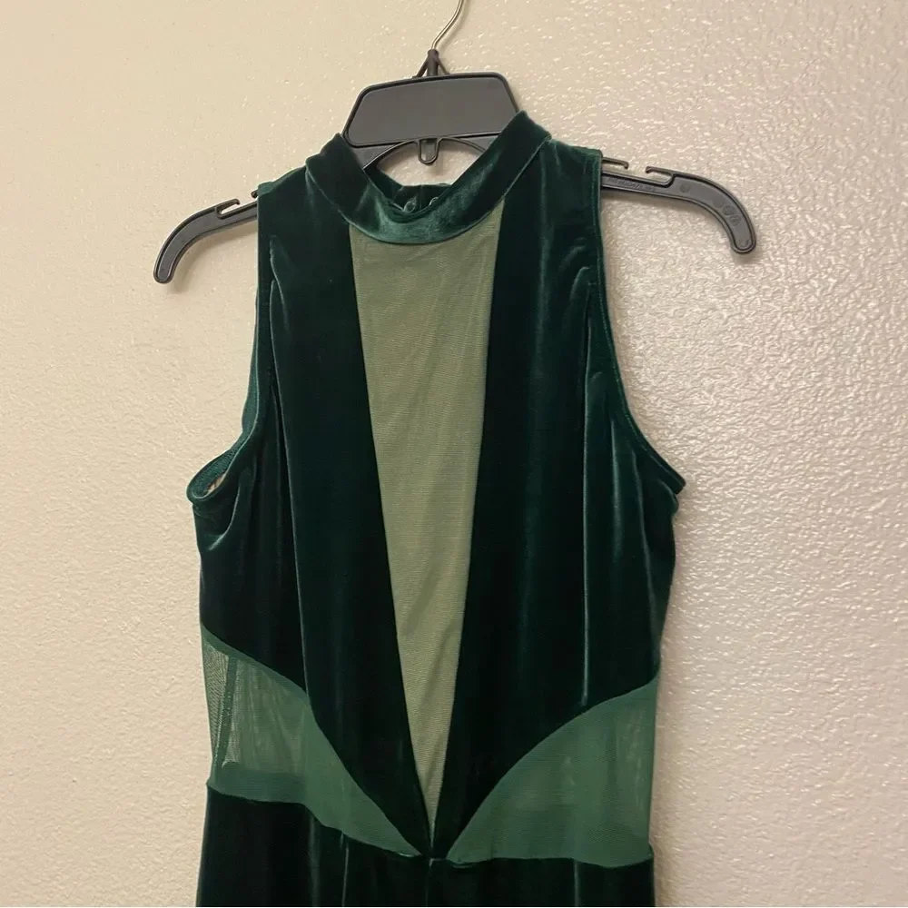 Kelle Dance costume solo jumpsuit unitard SHIFTING LINES 6152 green velvet MA